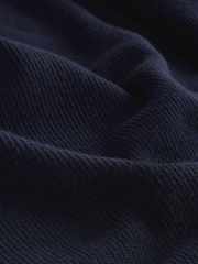 Navy Blue Knitted Mock T-Shirt Crew Jumper - Image 8 of 8