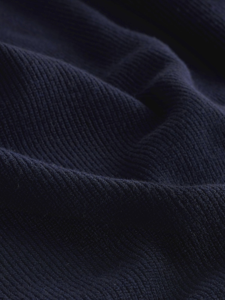 Navy Blue Knitted Mock T-Shirt Crew Jumper - Image 8 of 8 Navy Blue Knitted Mock T-Shirt Crew Jumper - Image 8 of 8
