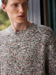 Green Multi Twisted Yarn Crew Neck Knitted Jumper - Image 1 of 8
