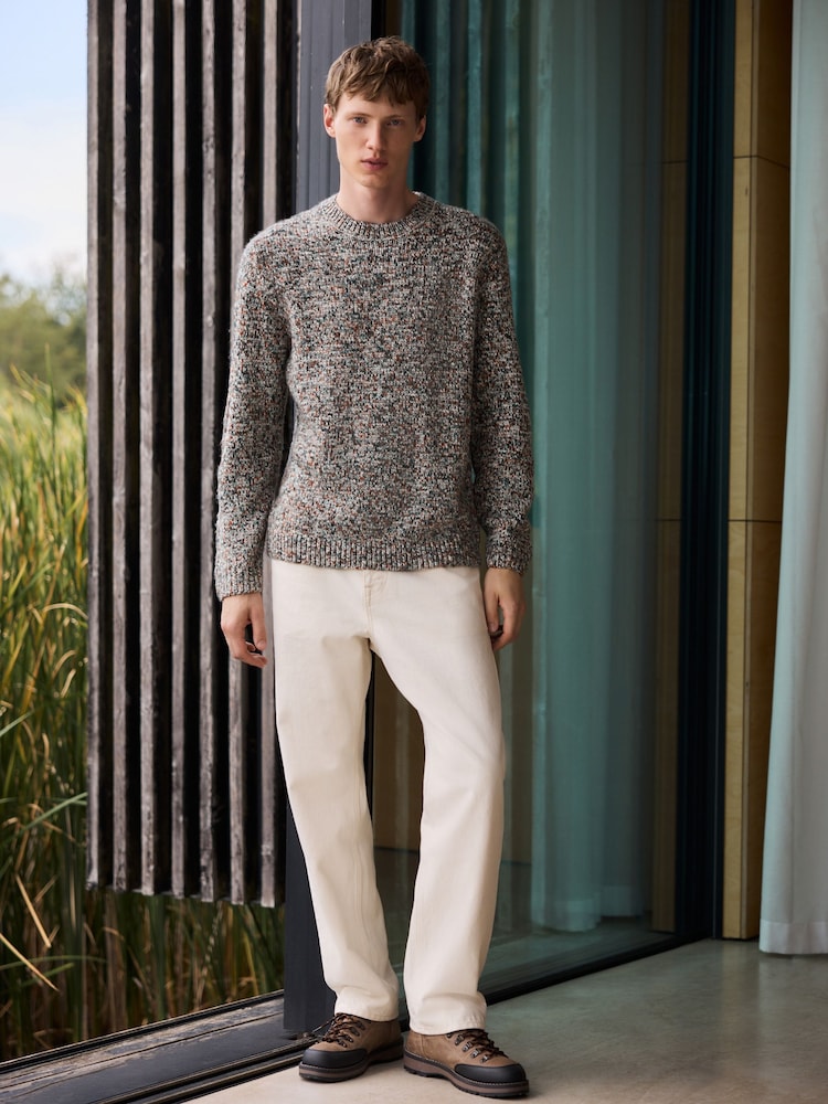 Green Multi Twisted Yarn Crew Neck Knitted Jumper - Image 2 of 8 Green Multi Twisted Yarn Crew Neck Knitted Jumper - Image 2 of 8