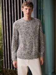 Green Multi Twisted Yarn Crew Neck Knitted Jumper - Image 4 of 8
