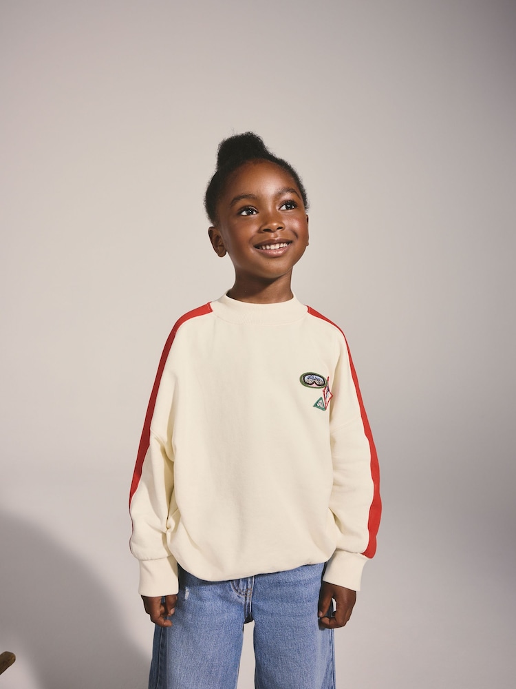 Ecru Ski Badge Oversized Sweatshirt (3-16yrs) - Image 1 of 10