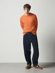 Orange - Zopfstrick-Pullover mit Rundhalsausschnitt - Bild 2 von 5