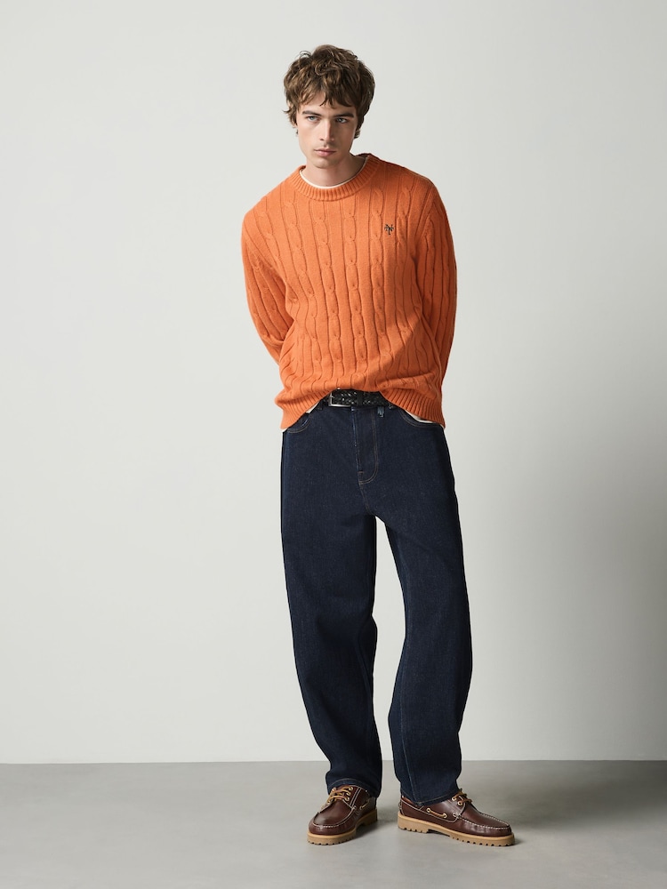 Orange - Zopfstrick-Pullover mit Rundhalsausschnitt - Bild 2 von 5