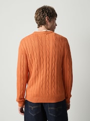 Orange - Zopfstrick-Pullover mit Rundhalsausschnitt - Bild 3 von 5