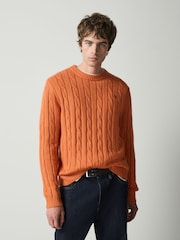 Orange - Zopfstrick-Pullover mit Rundhalsausschnitt - Bild 4 von 5