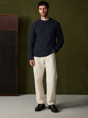 Navy Blue Knitted Crew Neck Jumper - Image 2 of 6