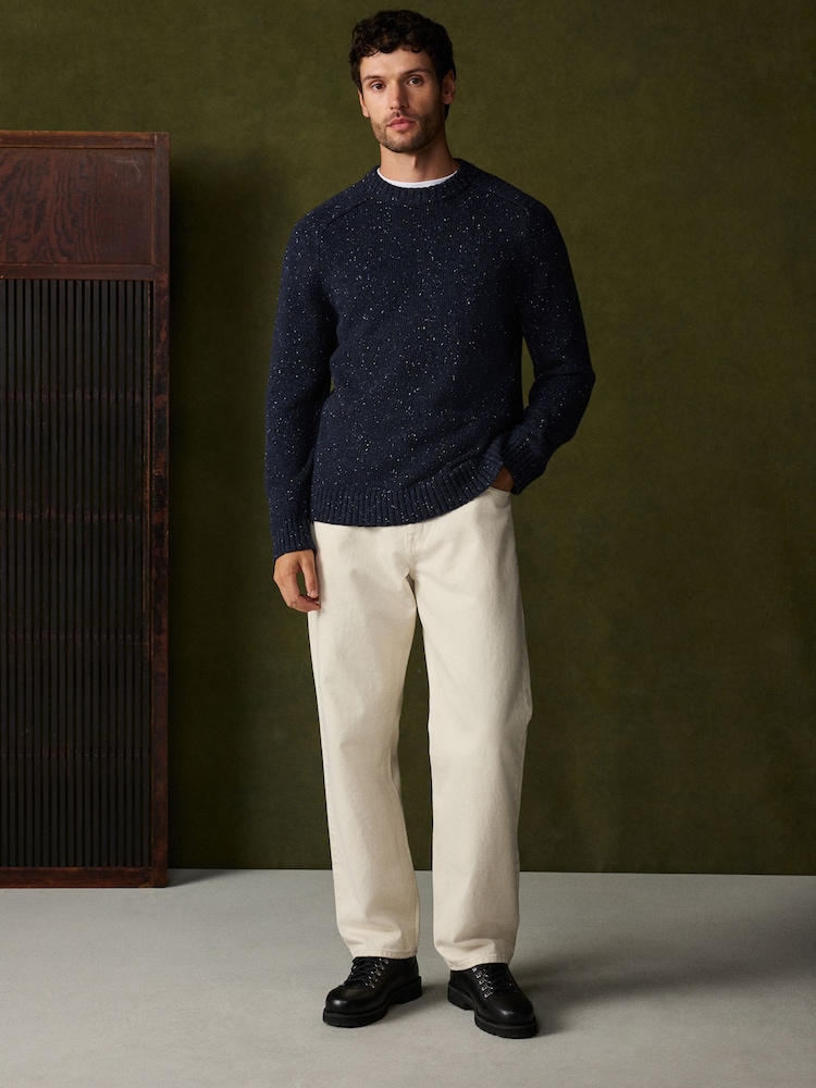 Navy Blue Knitted Crew Neck Jumper - Image 2 of 6 Navy Blue Knitted Crew Neck Jumper - Image 2 of 6