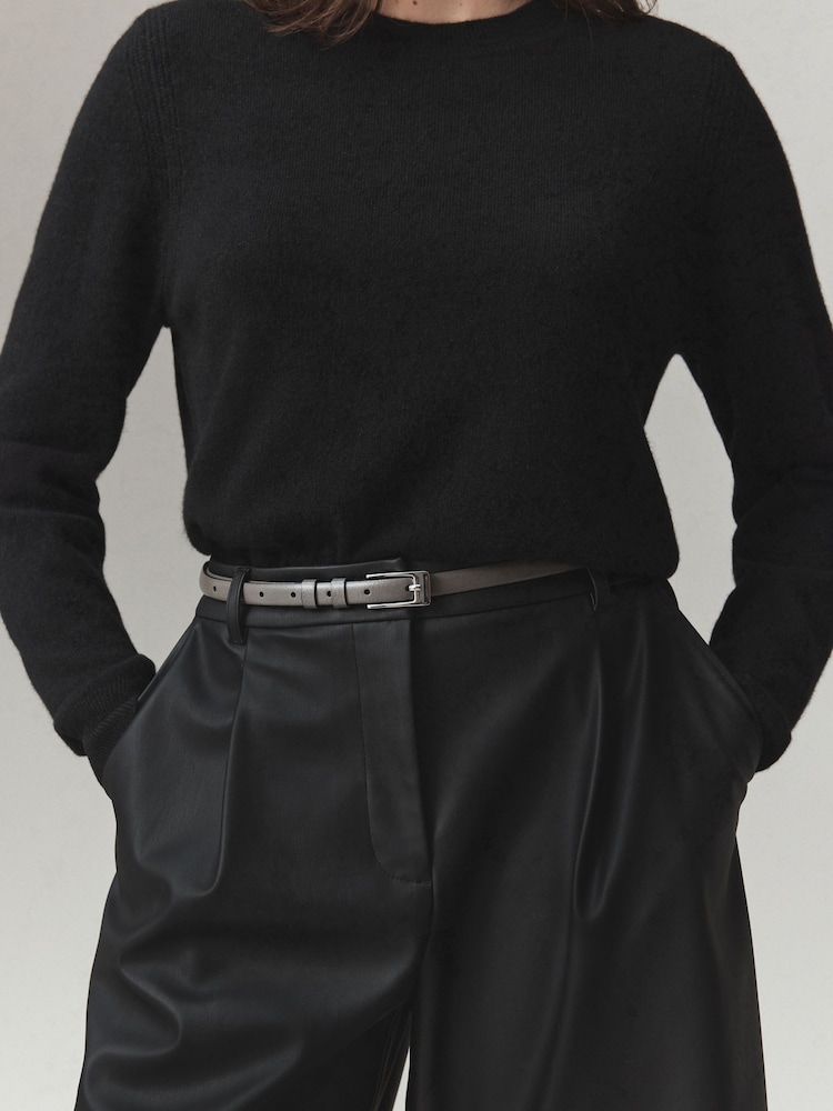 Grey N. Premium Skinny Made In Italy Leather Belt - Image 1 of 3