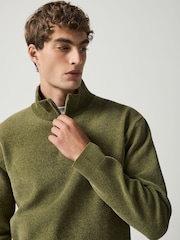 Green Logo Chenille Zip Neck Jumper - Image 1 of 5