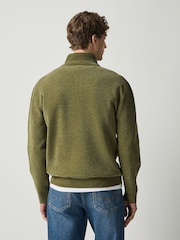 Green Logo Chenille Zip Neck Jumper - Image 3 of 5