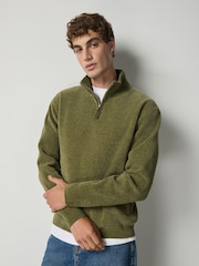 Green Logo Chenille Zip Neck Jumper - Image 4 of 5