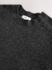 Charcoal Grey Relaxed Fit Cosy Crew Neck Jumper with Wool - Image 2 of 3