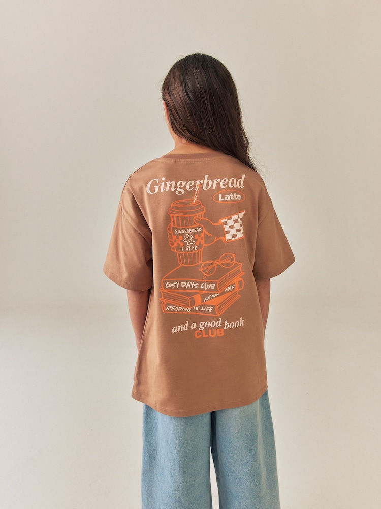 Rust Gingerbread Latte Oversized Graphic T-Shirt (3-16yrs) - Image 1 of 7