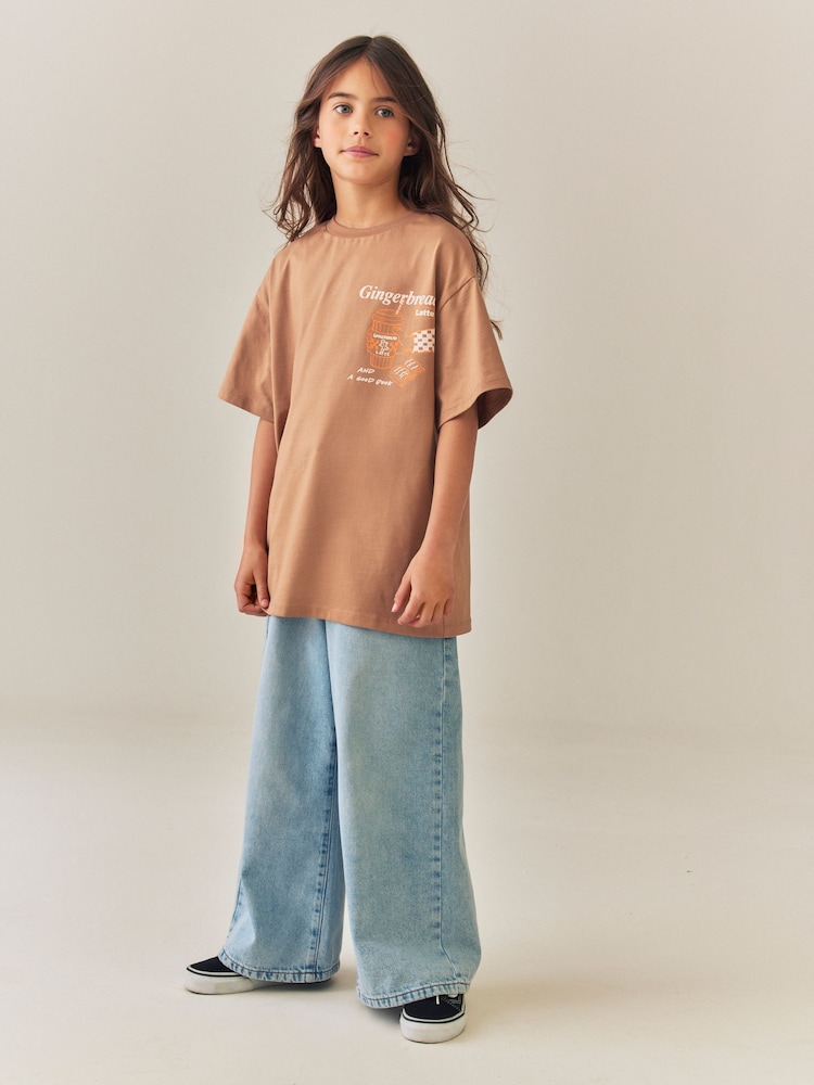 Rust Gingerbread Latte Oversized Graphic T-Shirt (3-16yrs) - Image 2 of 7