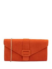 Lotus Orange Clutch Bag with Chain - Image 1 of 4