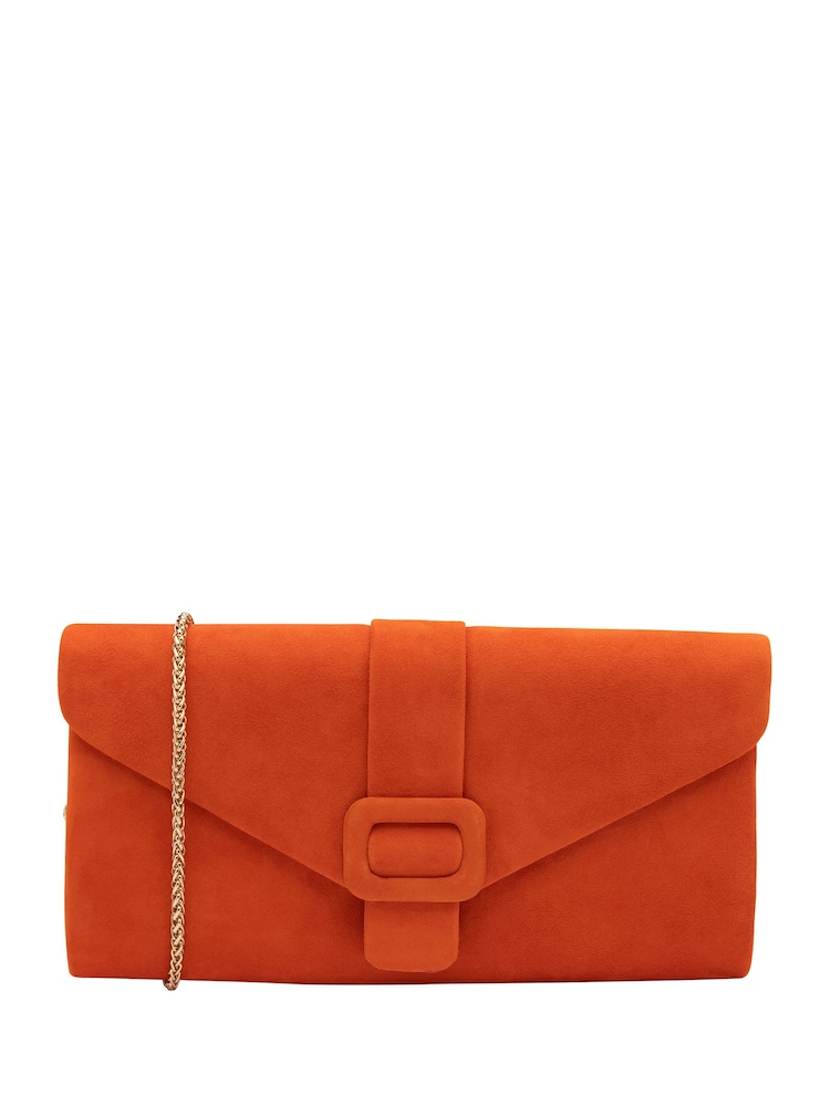 Lotus Orange Clutch Bag with Chain - Image 1 of 4