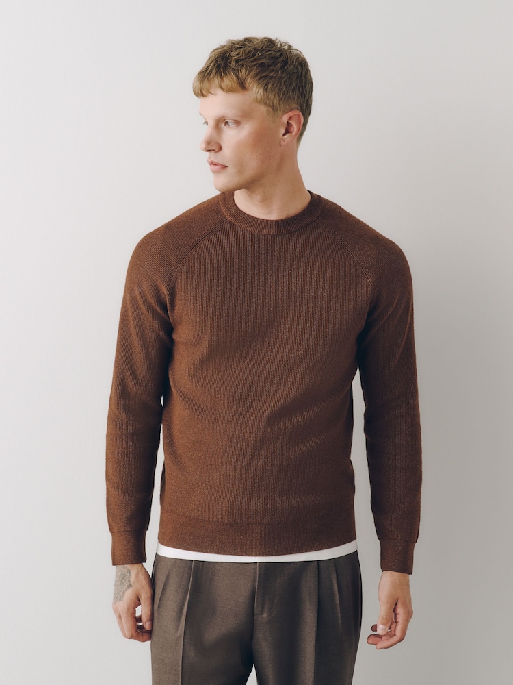 Brown Textured Knitted Jumper - Image 2 of 6