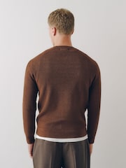 Brown Textured Knitted Jumper - Image 4 of 6