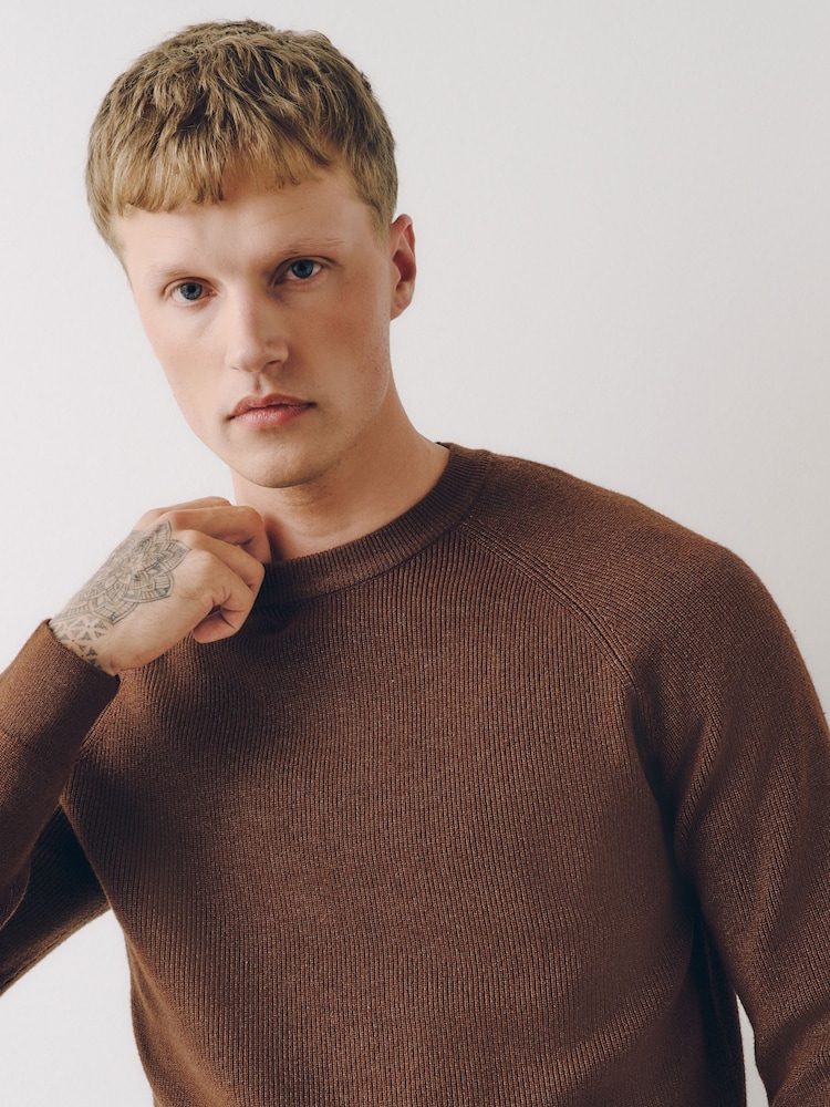 Brown Textured Knitted Jumper - Image 6 of 6