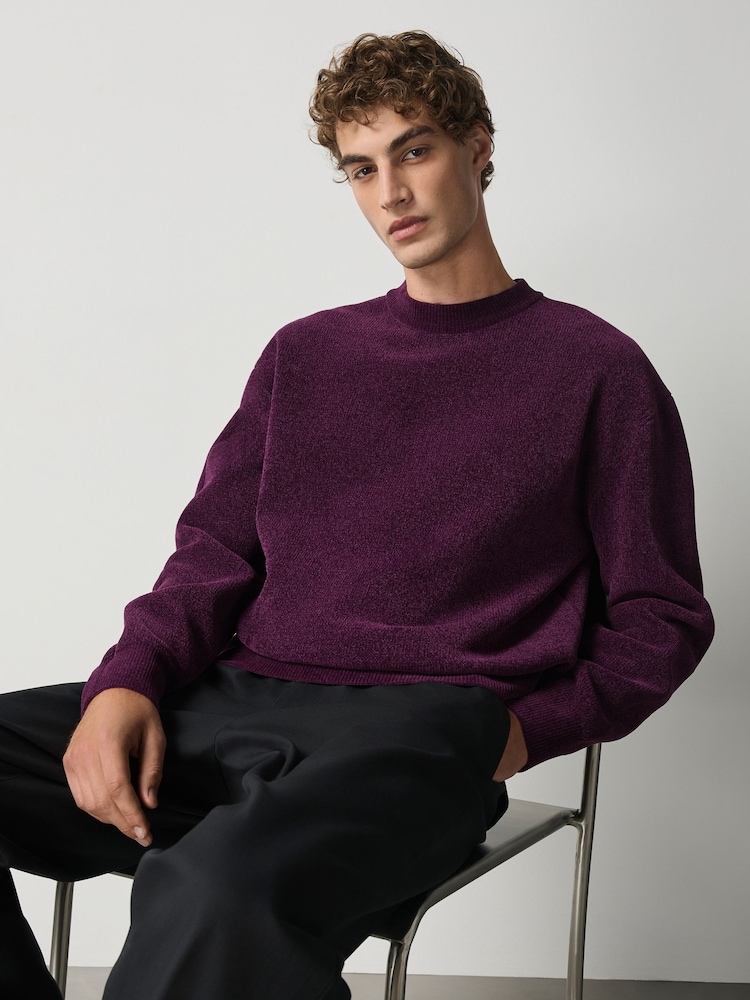 Purple Chenille Crew Neck Jumper - Image 1 of 7