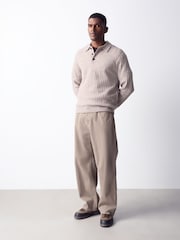 Neutral - Cosy Knit Long Sleeve Polo Shirt with Wool - Imaginea 2 din 5