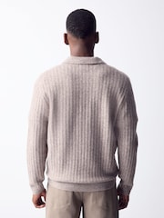 Neutral - Cosy Knit Long Sleeve Polo Shirt with Wool - Imaginea 3 din 5
