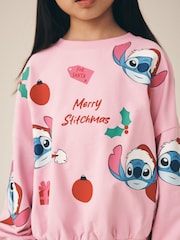 Pink Disney Stitch Christmas Sweatshirt (3-16yrs) - Image 2 of 12