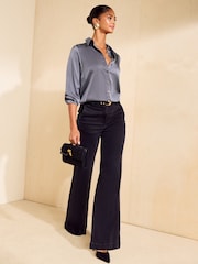 Friends Like These Grey Satin Button Through Shirt - Image 4 of 5