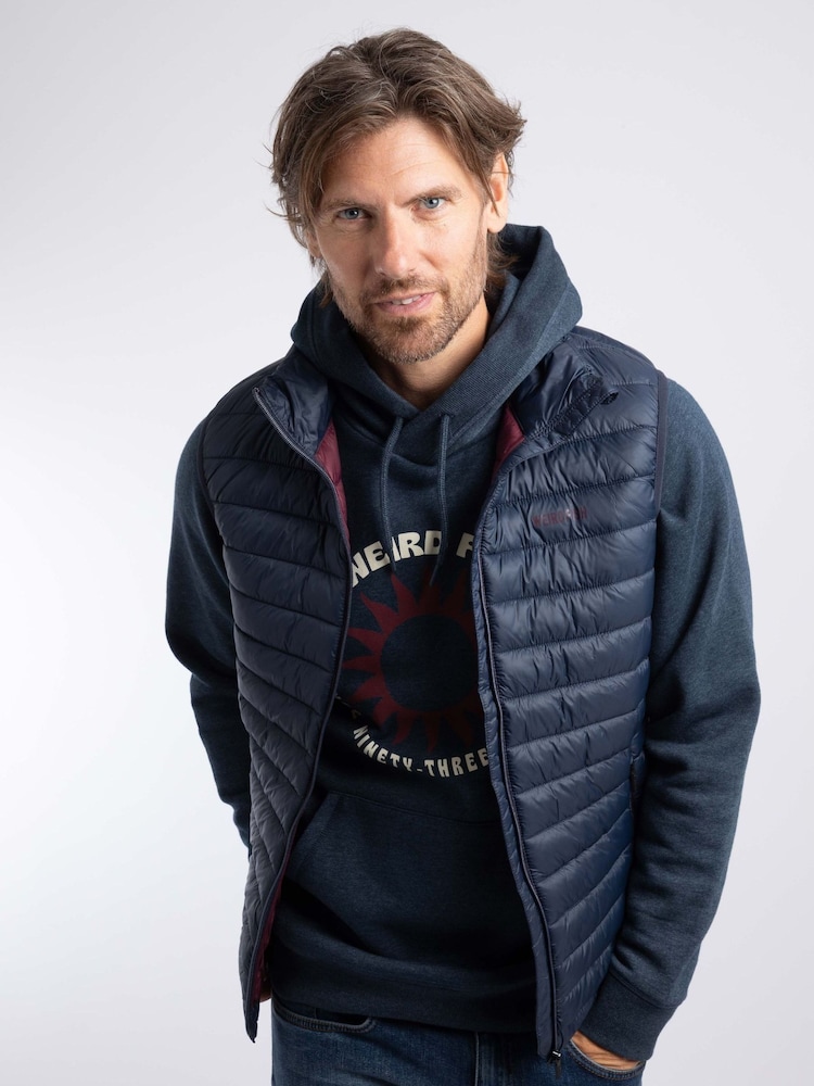 Weird Fish Blue Langtree Lightweight Showerproof Padded Gilet - Image 1 of 6 Weird Fish Blue Langtree Lightweight Showerproof Padded Gilet - Image 1 of 6