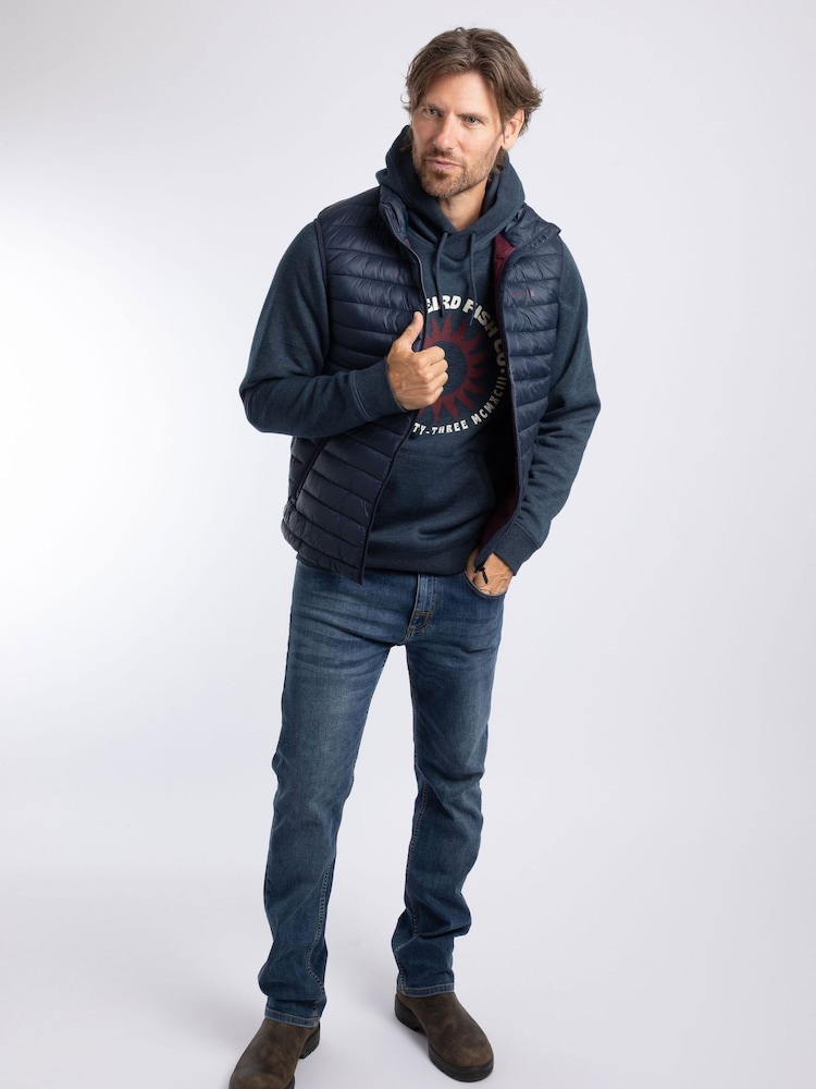Weird Fish Blue Langtree Lightweight Showerproof Padded Gilet - Image 2 of 6 Weird Fish Blue Langtree Lightweight Showerproof Padded Gilet - Image 2 of 6