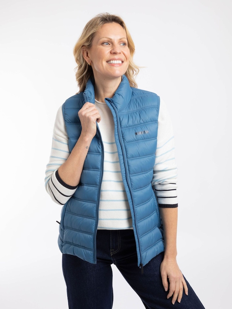Weird Fish Blue Atissa Lightweight Padded Gilet - Image 1 of 7
