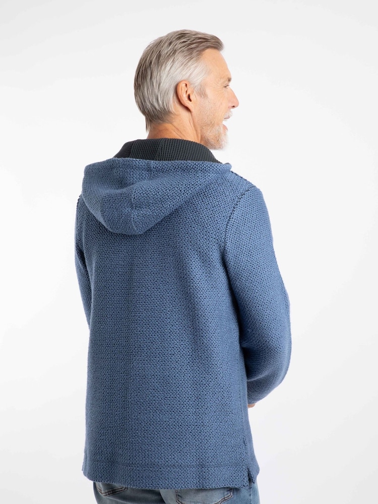 Weird Fish Blue Bakersfield Button Neck Hooded Macaroni Sweatshirt - Image 2 of 7