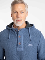 Weird Fish Blue Bakersfield Button Neck Hooded Macaroni Sweatshirt - Image 4 of 7