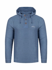 Weird Fish Blue Bakersfield Button Neck Hooded Macaroni Sweatshirt - Image 6 of 7