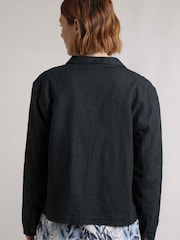 Weird Fish Blue Karsten Relaxed Linen Jacket - Image 2 of 6