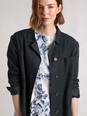 Weird Fish Blue Karsten Relaxed Linen Jacket - Image 3 of 6