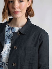 Weird Fish Blue Karsten Relaxed Linen Jacket - Image 4 of 6