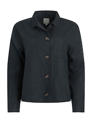 Weird Fish Blue Karsten Relaxed Linen Jacket - Image 5 of 6