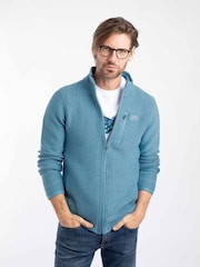 Weird Fish Blue Transom Full Zip Macaroni T-Shirt - Image 1 of 7