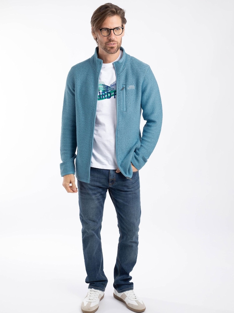 Weird Fish Blue Transom Full Zip Macaroni T-Shirt - Image 2 of 7