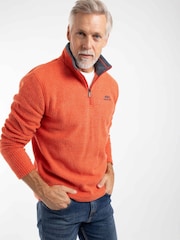 Weird Fish Orange Newark Quarter Zip Grid Fleece - Image 1 of 7