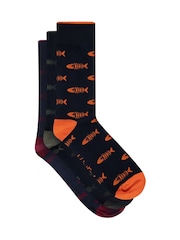 Weird Fish Blue Ronan Branded Bones Socks 3 Pack - Image 2 of 8