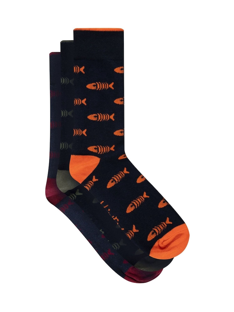 Weird Fish Blue Ronan Branded Bones Socks 3 Pack - Image 2 of 8