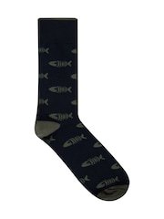 Weird Fish Blue Ronan Branded Bones Socks 3 Pack - Image 6 of 8