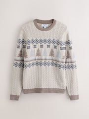 Ecru White Fairisle Tree Christmas Jumper - Image 5 of 7