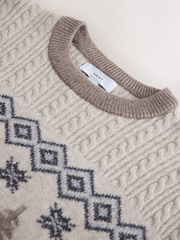 Ecru White Fairisle Tree Christmas Jumper - Image 7 of 7
