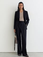 Reiss Navy Solene Wool-Blend Single-Breasted Suit Blazer - Image 3 of 9