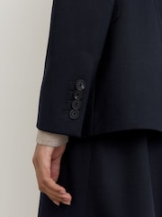Reiss Navy Solene Wool-Blend Single-Breasted Suit Blazer - Image 4 of 9