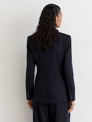 Reiss Navy Solene Wool-Blend Single-Breasted Suit Blazer - Image 6 of 9